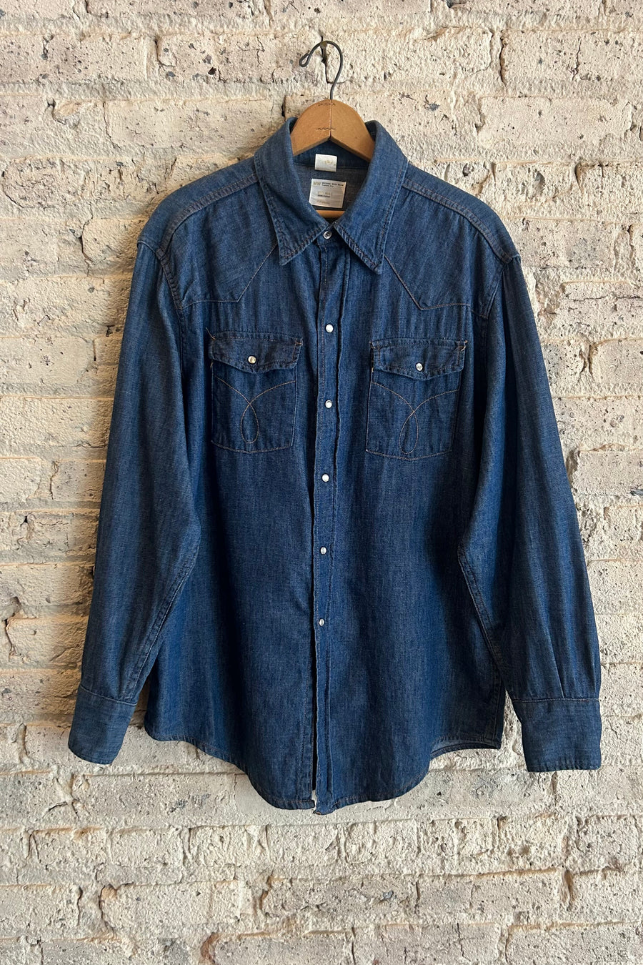 Wesley Supply Co 1970's Big Mac Pearl Snap Denim Western Shirt in Indigo - Notre