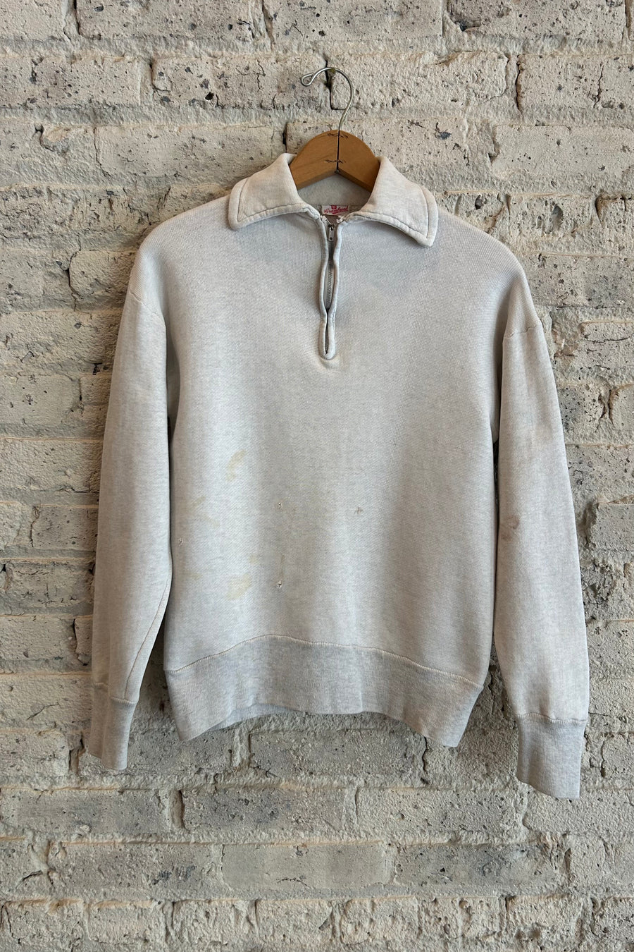 Wesley Supply Co 1960's Cranbrook Quarter Zip Collared Sweatshirt in Grey - Notre