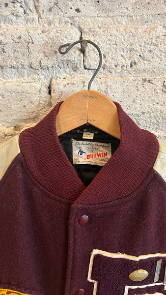 1970's Butwin Elgin Varsity Jacket in Burgundy