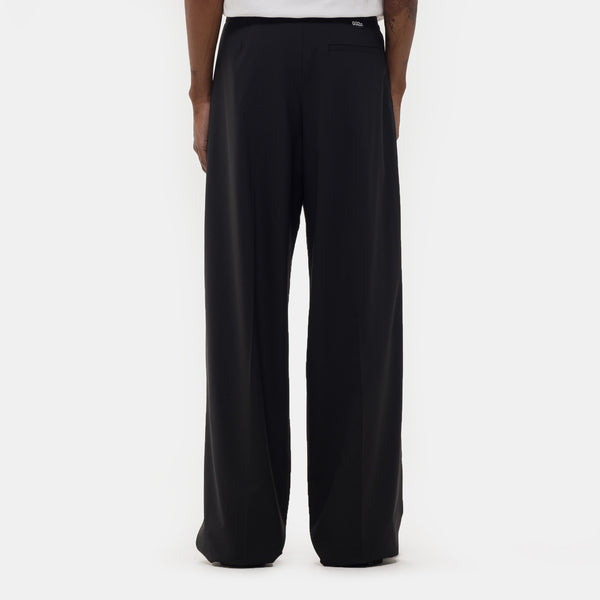 ミンティアWIDE EASY TROUSERS BLACK 25AW Office Attire Wide Leg Suit Pant in Black - 032c