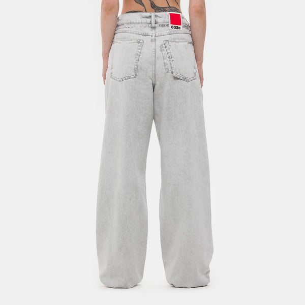 Down To Earth Wide Leg Jean in Washed Grey/White - 032c