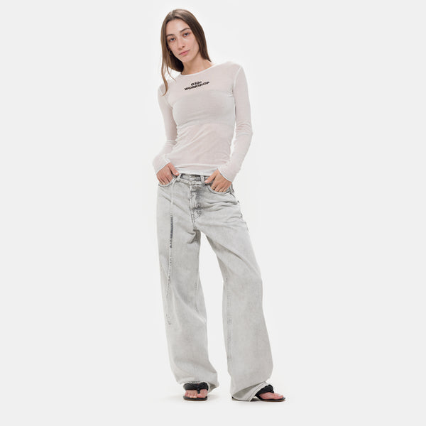 Down To Earth Wide Leg Jean in Washed Grey/White - 032c