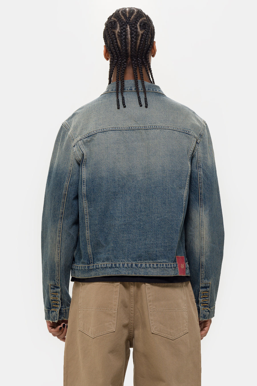 424 Alias Denim Trucker Jacket in Blue/Brown Sugar Washing - Notre