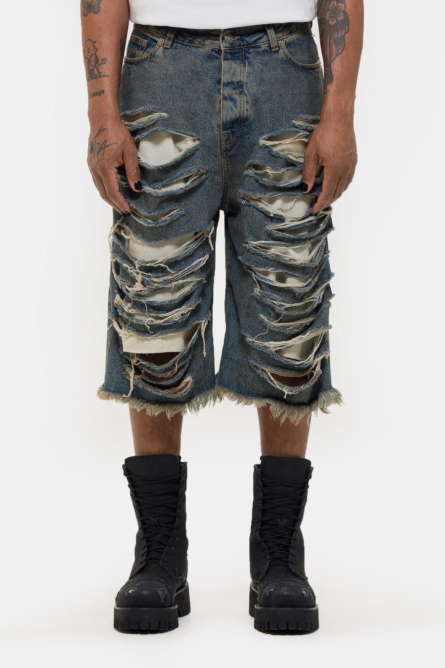 424 Big Daddy Denim Short in Blue/Brown Sugar Washing - Notre