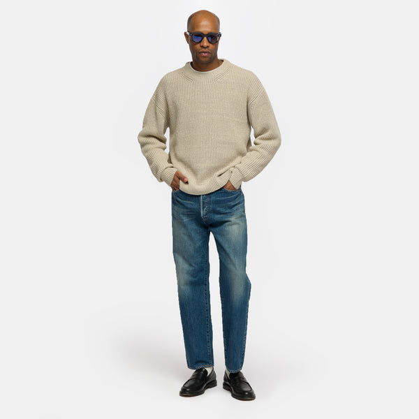 Silk Linen Lilian Crew Neck Sweater in Ecru