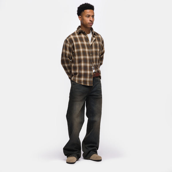 Hench Plaid Evening Shirt in Brown/Multi - Basketcase Gallery