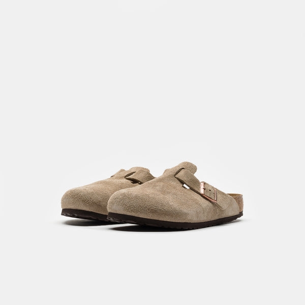靴 BIRKENSTOCK Boston LEVE Taupe TAUPE Boston Suede Soft Footbed Mule in Taupe