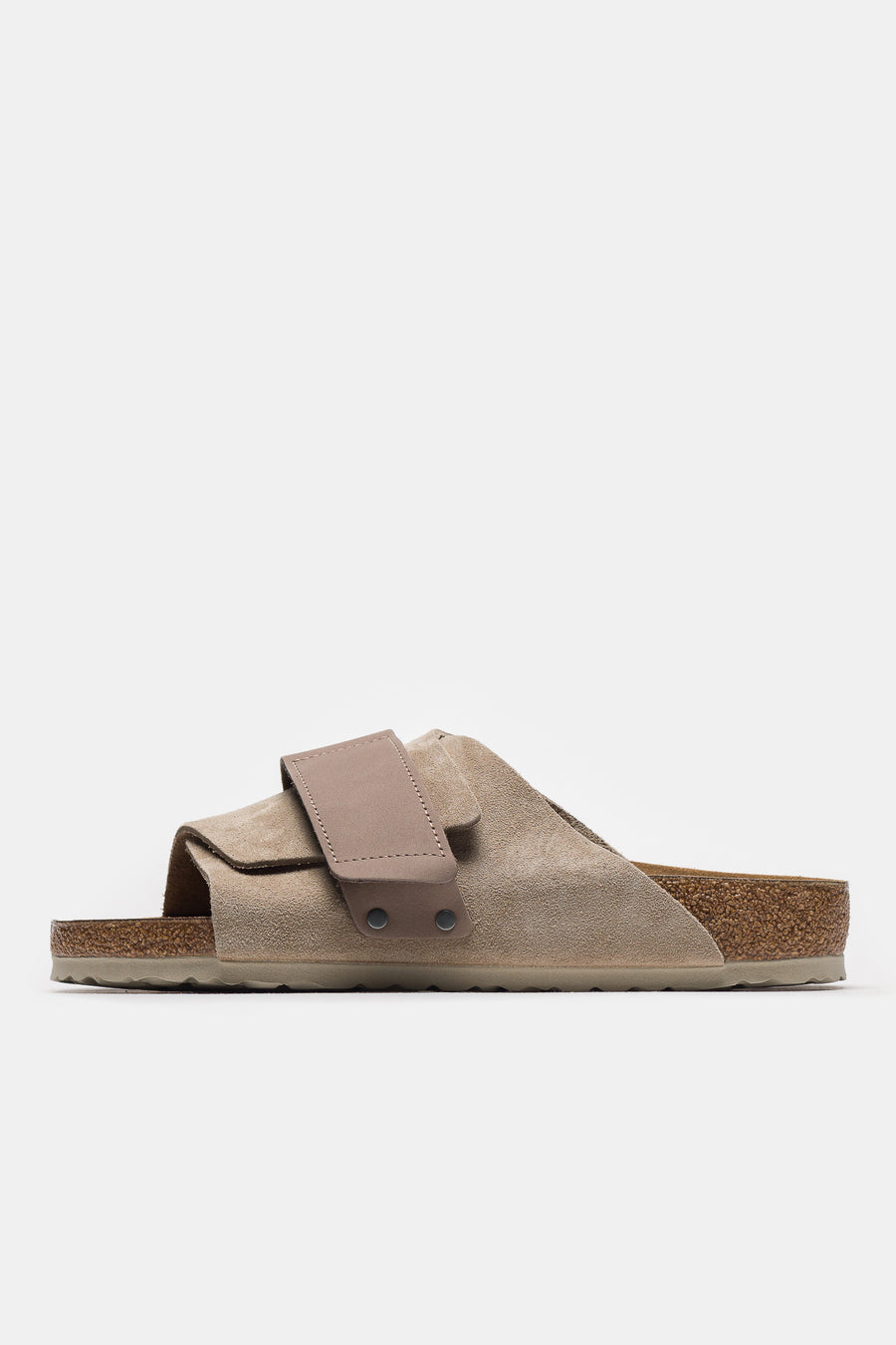 Birkenstock Kyoto Nubuck/Suede Leather Slides in Taupe - Notre