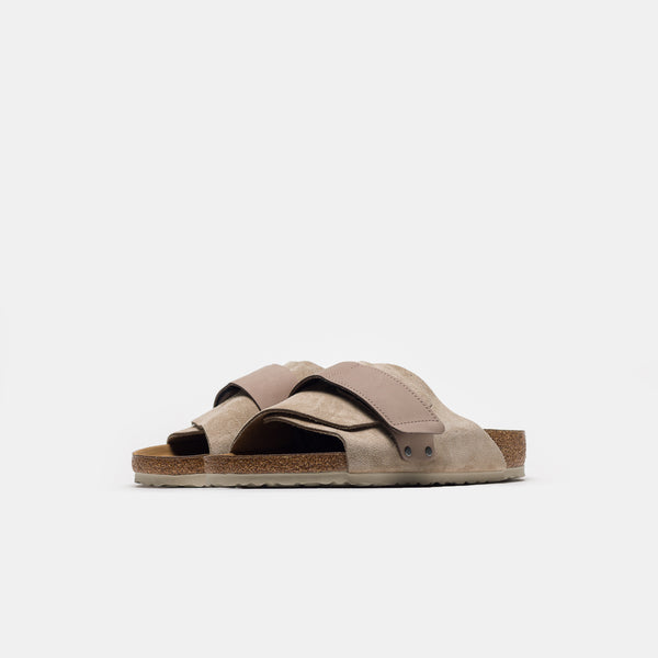 Kyoto Nubuck/Suede Leather Slides in Taupe