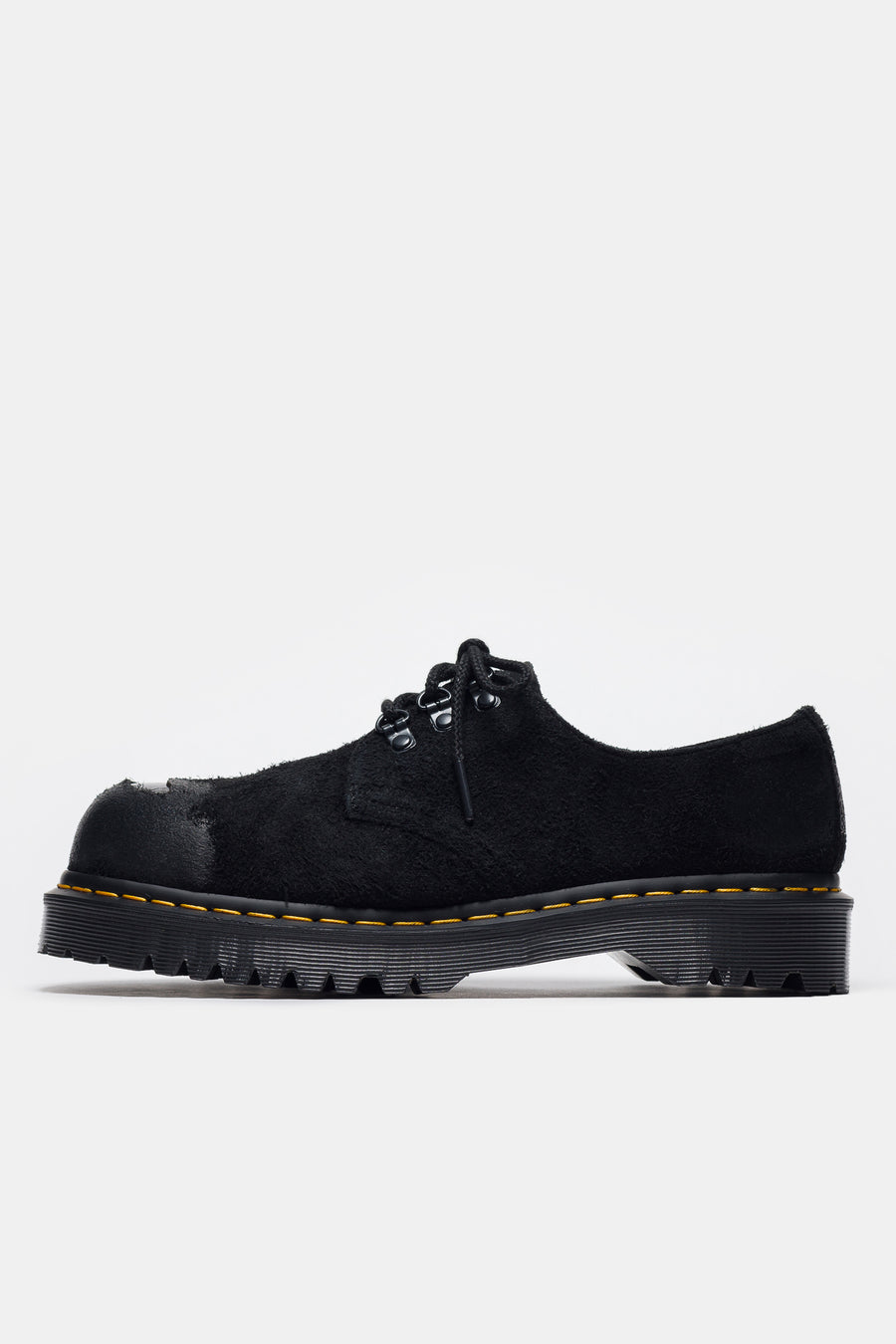 Dr. Martens 1461 Burnished Hairy Suede ST Shoe in Black - Notre