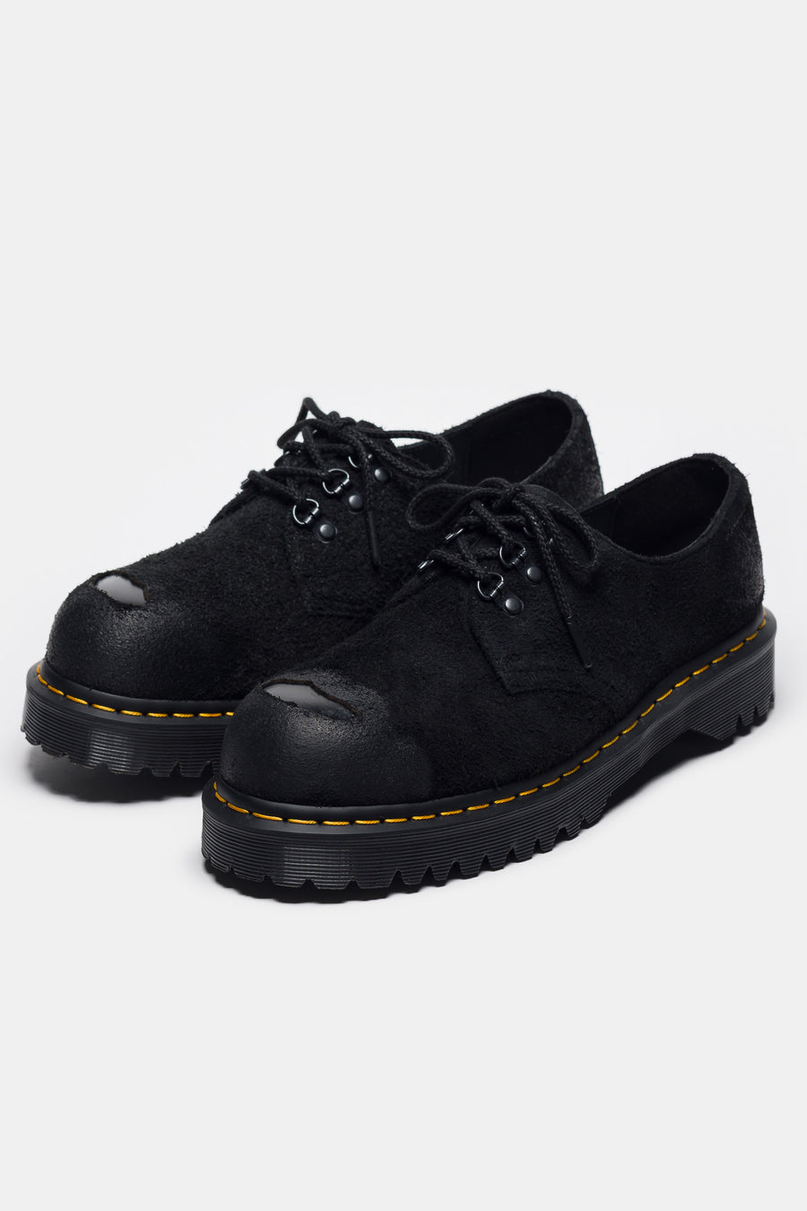 Dr. Martens 1461 Burnished Hairy Suede ST Shoe in Black - Notre