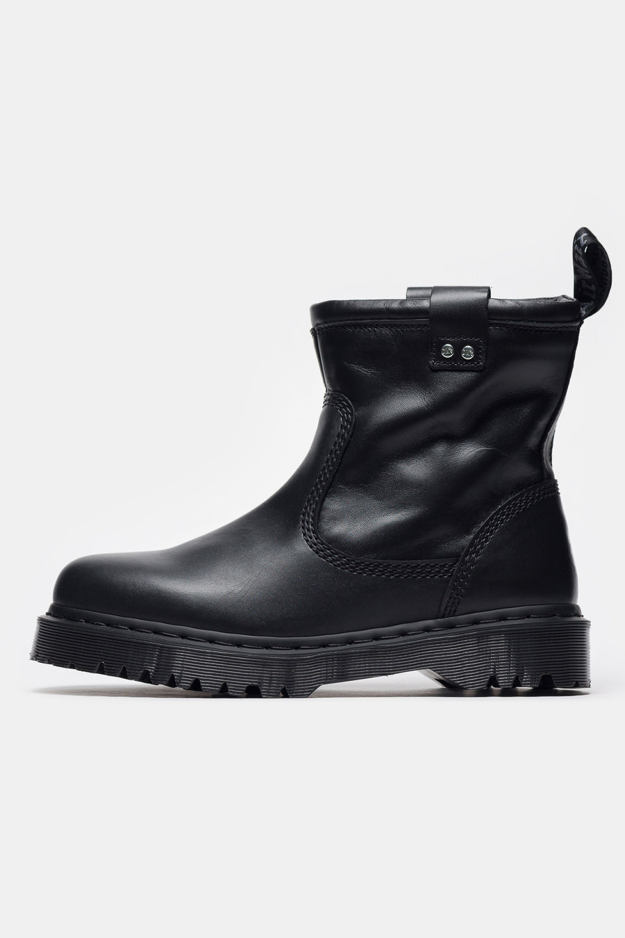 Dr. Martens Anistone Lo Leather Biker Boot in Black/Wanama - Notre