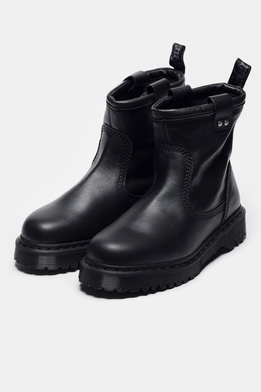 Dr. Martens Anistone Lo Leather Biker Boot in Black/Wanama - Notre