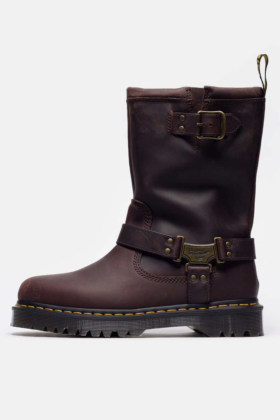 Dr. Martens Anistone Hi Leather Biker Boot in Dark Brown - Notre