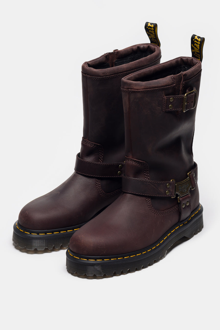 Dr. Martens Anistone Hi Leather Biker Boot in Dark Brown - Notre