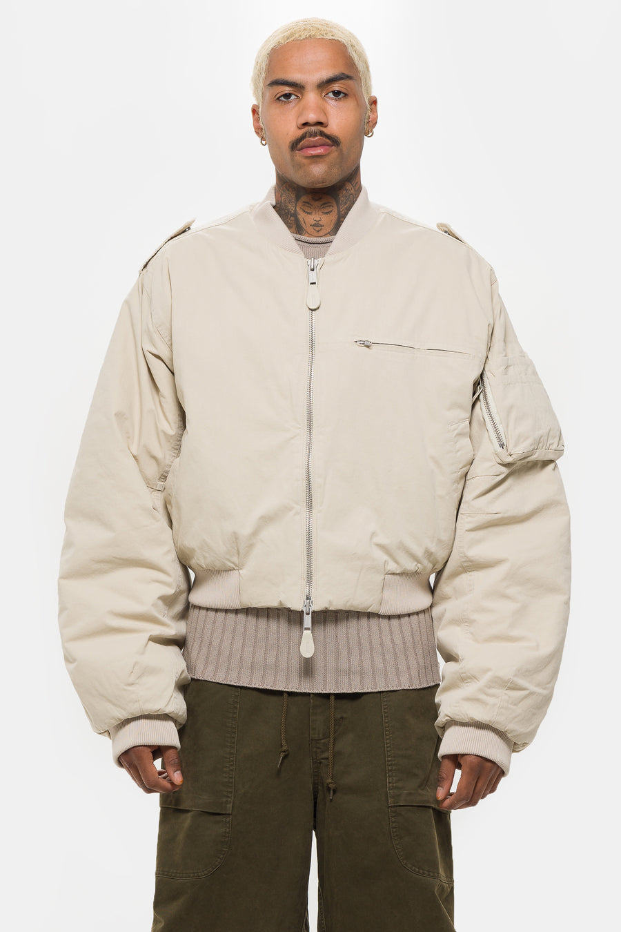 Entire Studios A-4 Bomber Jacket in Off White - Notre