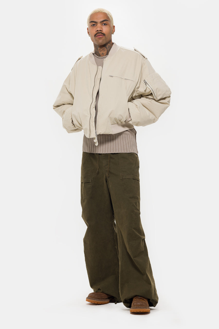 Entire Studios A-4 Bomber Jacket in Off White - Notre