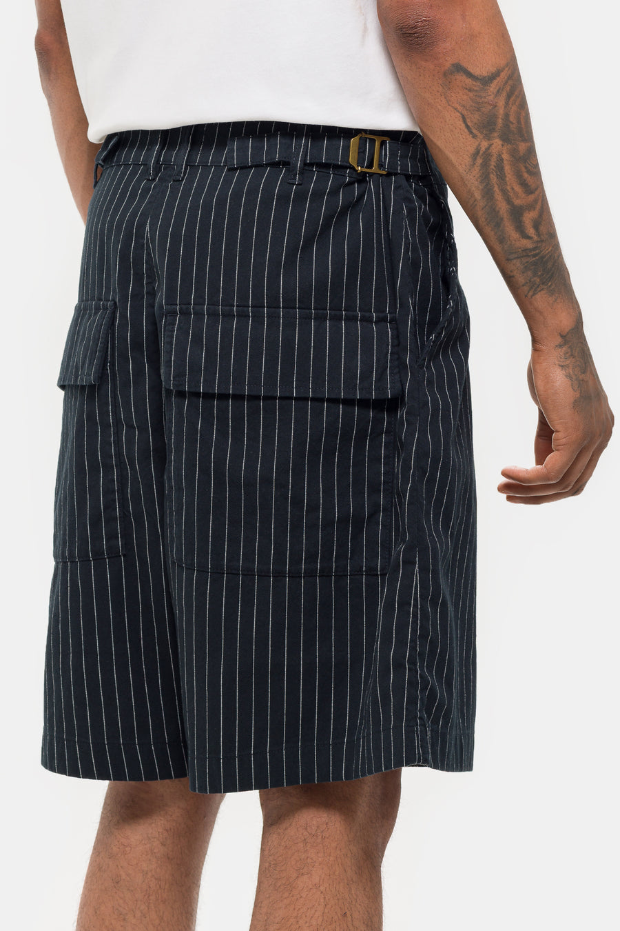 Entire Studios Aoshi Short in Black Pinstripe - Notre