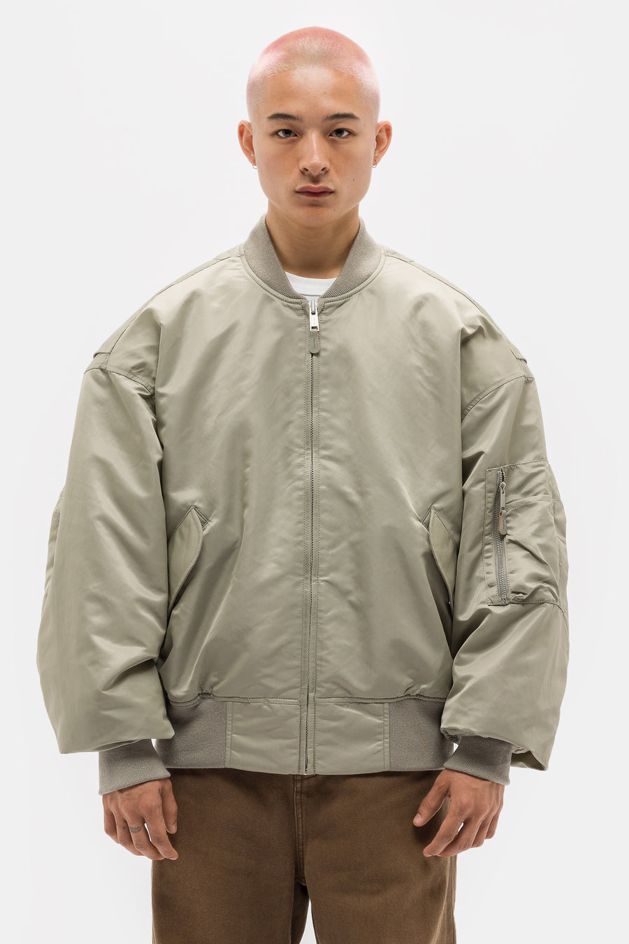 Entire Studios Broad Bomber Jacket in Light Olive - Notre