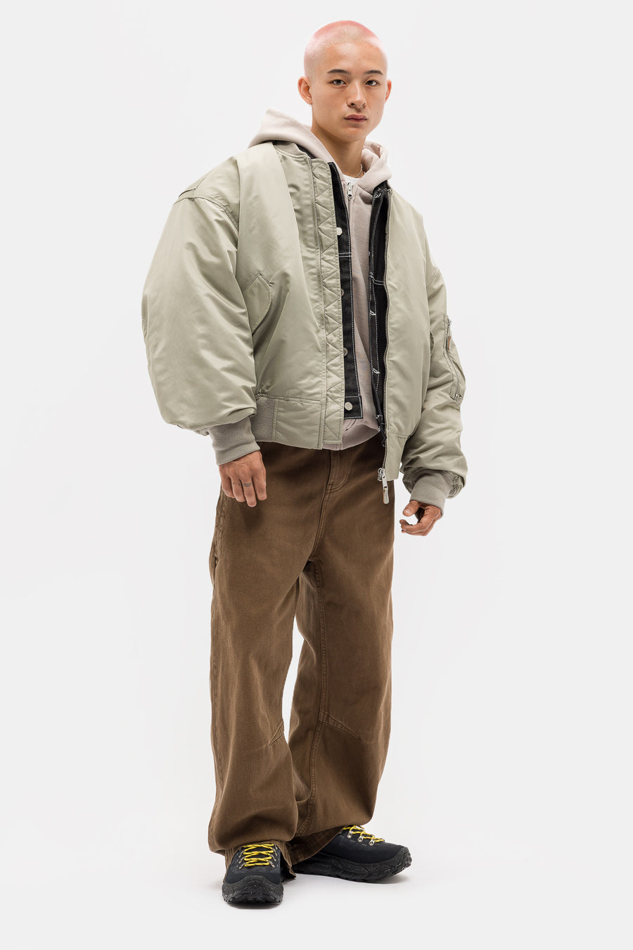 Entire Studios Broad Bomber Jacket in Light Olive - Notre