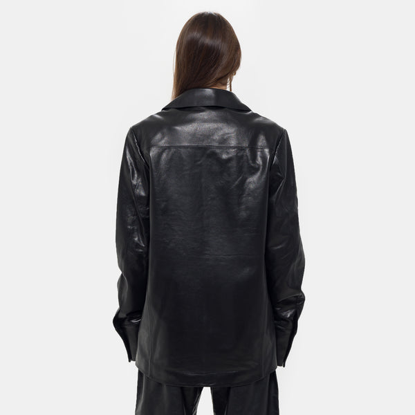 Legacy Leather Shirt in Black - Entire Studios