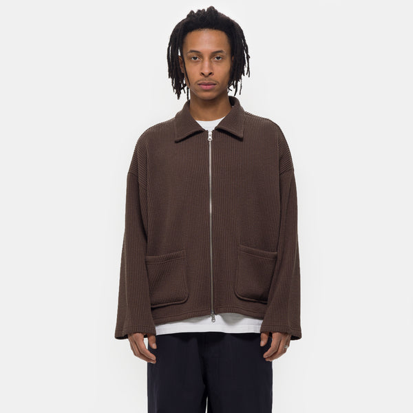 Double-Zip Pocket Sweater in Brown - Estudio Niksen