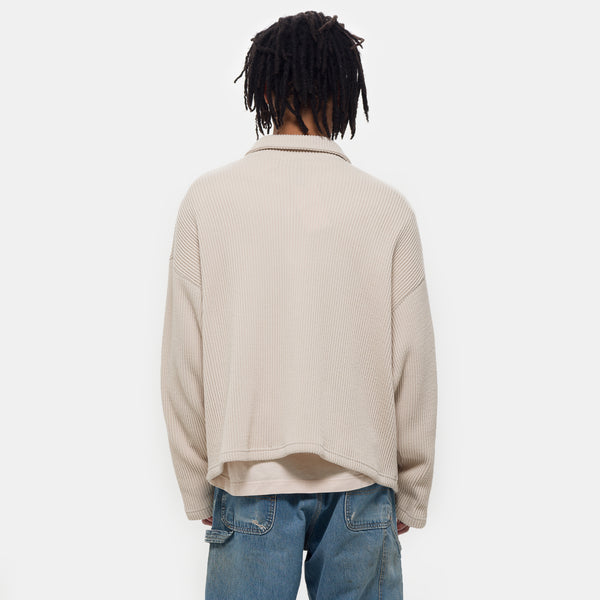 Double-Zip Pocket Sweater in Ivory - Estudio Niksen