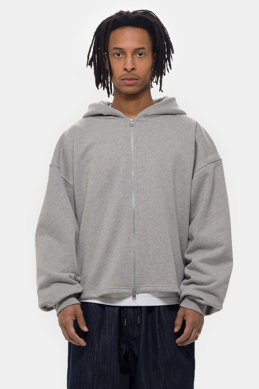 Estudio Niksen Boxy Zip-Up Hoodie in Grey - Notre