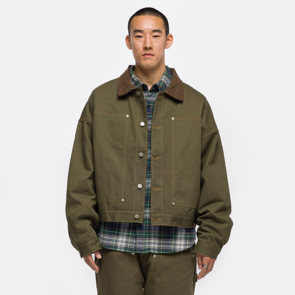 Khakipoint カーキポイント Rivet Cotton Jacket Carpenter Collar Jacket in Khaki - Estudio Niksen
