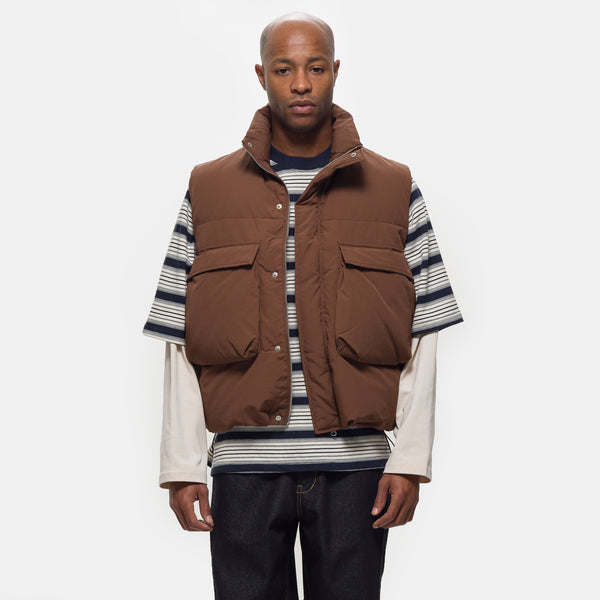 Down Puffer Vest in Dark Brown