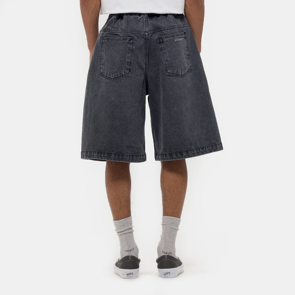 デニム・ジーパン NOT4NERD Nylon Zipper Short Black PT026BK REVOLUTION SHORTS - Cyberpunk Mens Black Denim Shorts With