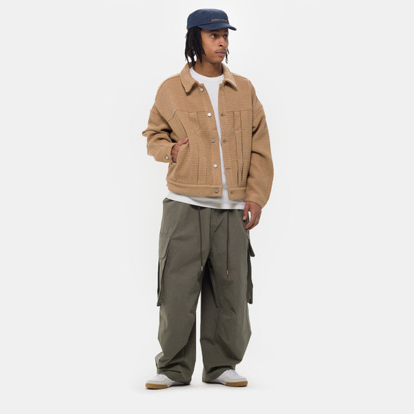 Pleated Boxy Jacket in Beige - Estudio Niksen