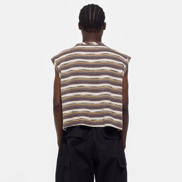 Tie Front Striped Knit Vest main image 1