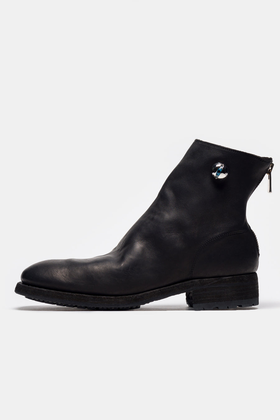UNDERCOVER Undercover 966V_EYE Calf Leather Back Zip Boot in Black - Notre