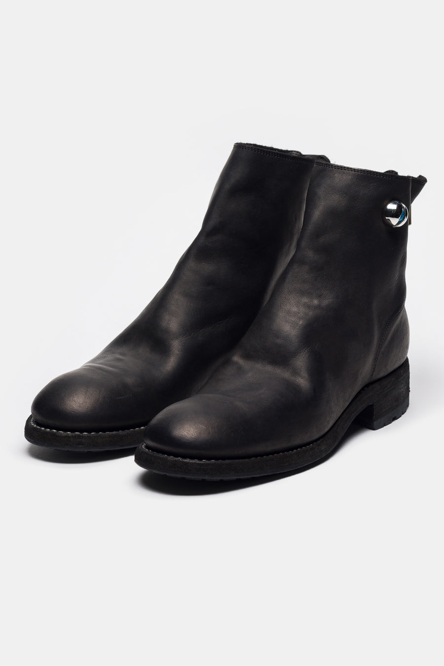 UNDERCOVER Undercover 966V_EYE Calf Leather Back Zip Boot in Black - Notre