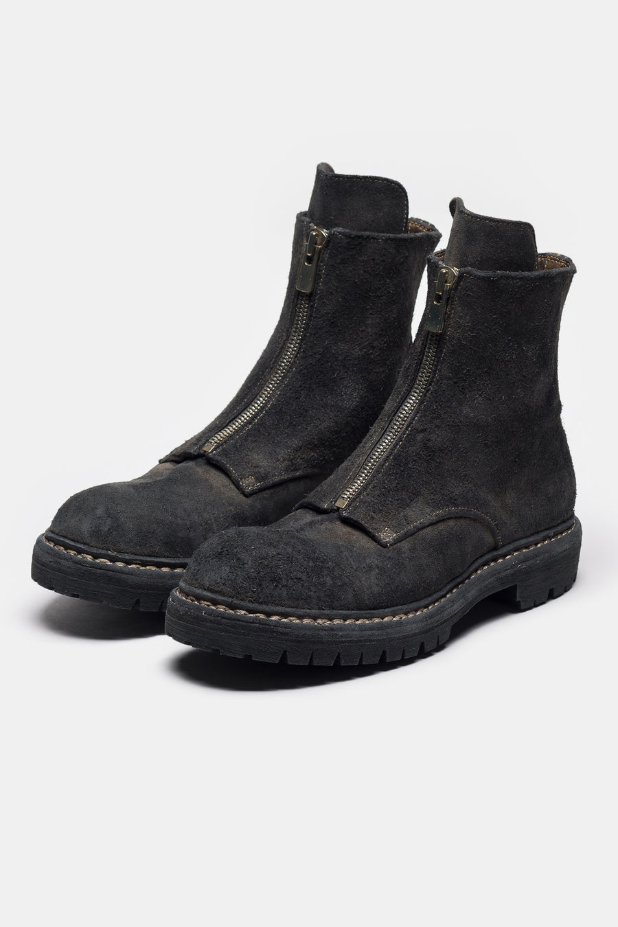 UNDERCOVER Undercover x Nonnative GR06FRV_N Reverse Horse Leather Center Zip Boot in Charcoal - Notre