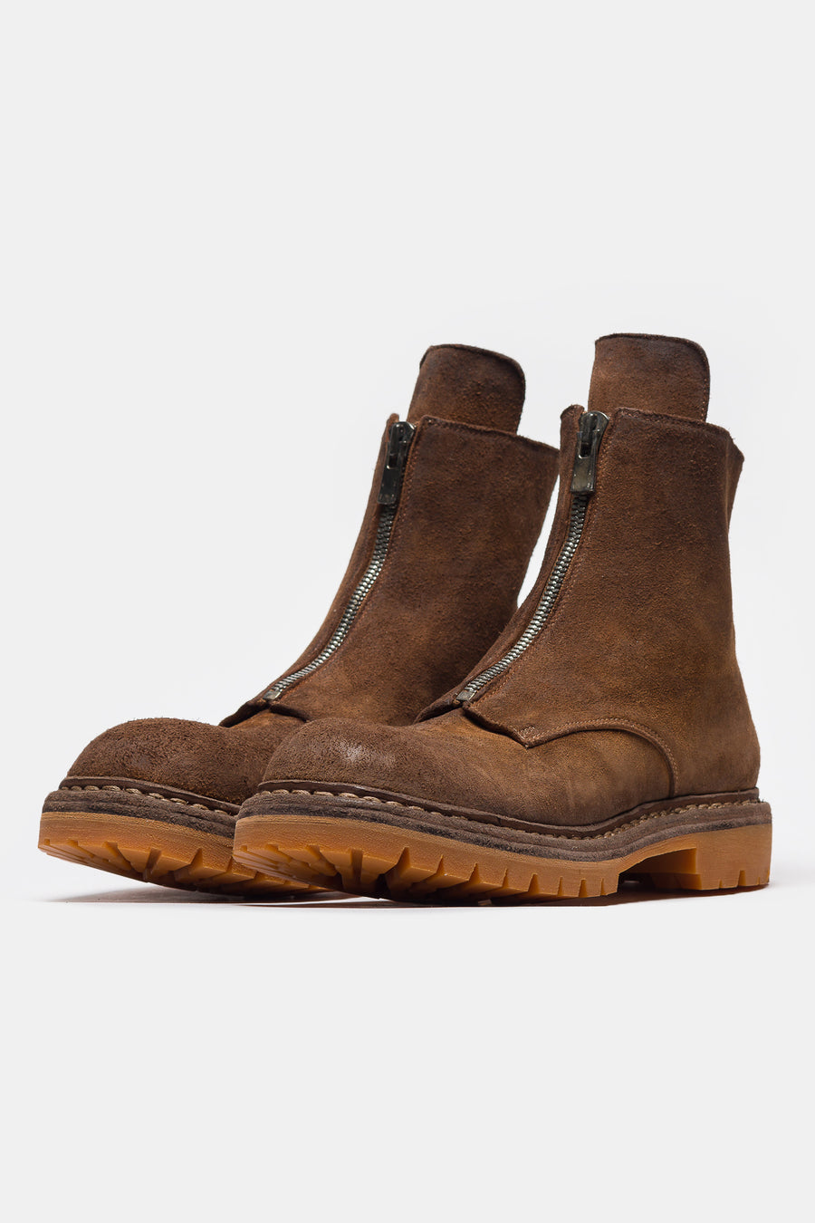 UNDERCOVER Undercover x Nonnative GR06FRV_N Reverse Horse Leather Center Zip Boot in Light Brown - Notre