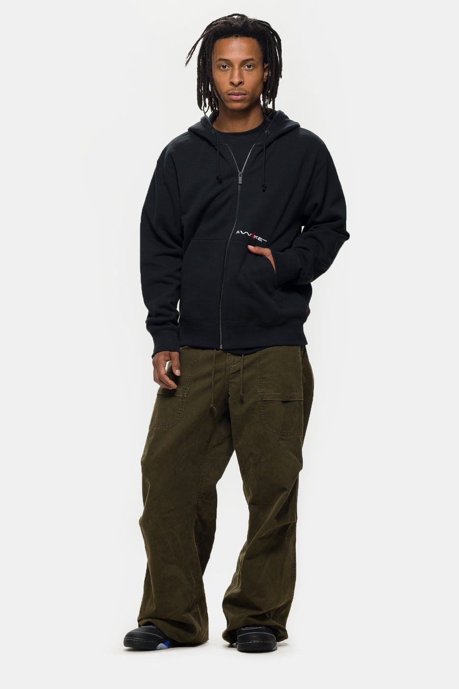 Jordan Awake NY Full-Zip Fleece Hoodie in Black/University Red - Notre