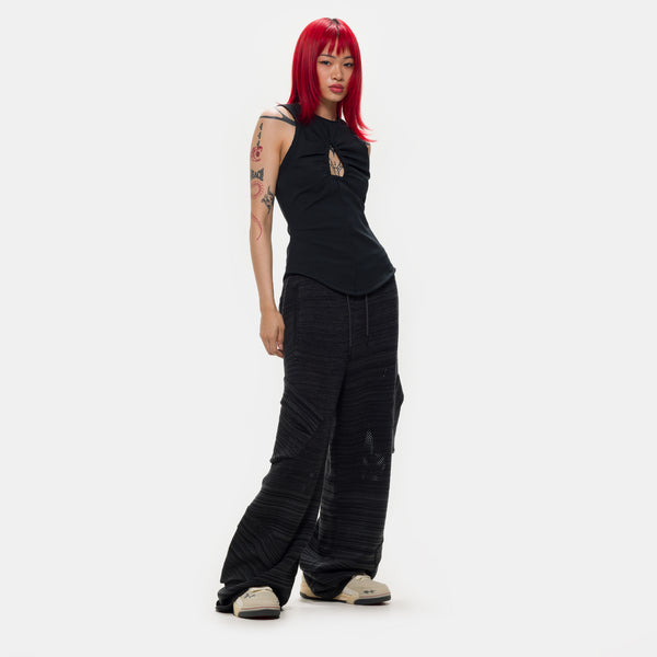 RAYON KNIT PANTS　ブラック　36 Paige Woven Rayon Fabric Wrap Pants - Black – SKYE