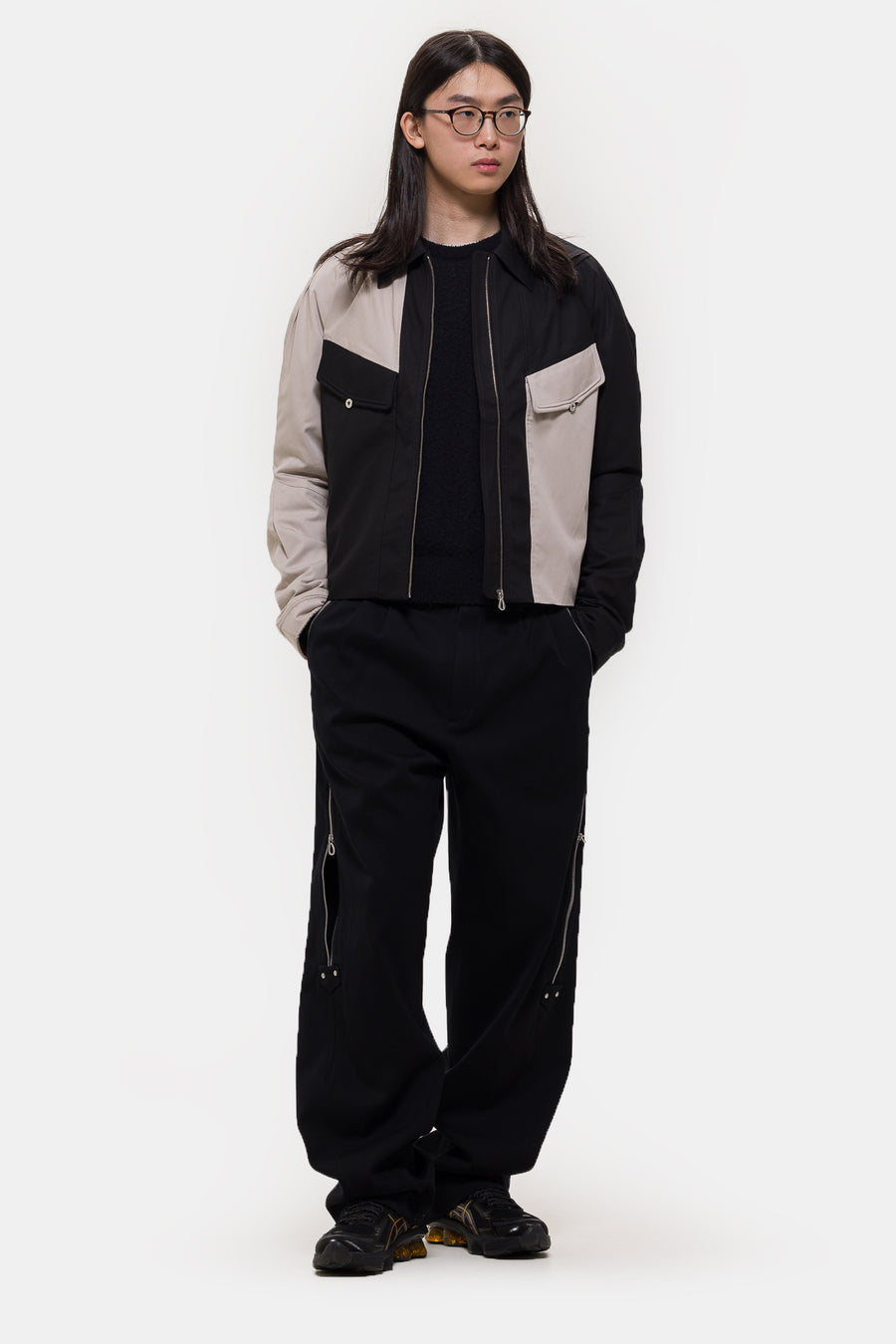 KIKO KOSTADINOV Alec K-Dart Blouson Jacket in Seedpearl/Black Sable - Notre