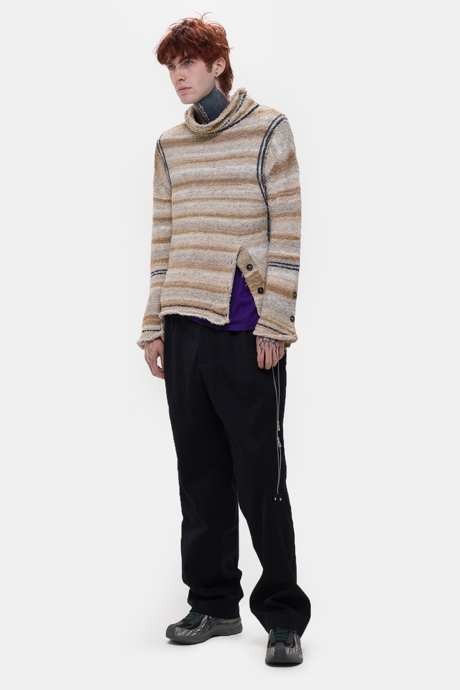 KIKO KOSTADINOV Scarpitta Knit Sweater in Beige/Grey - Notre