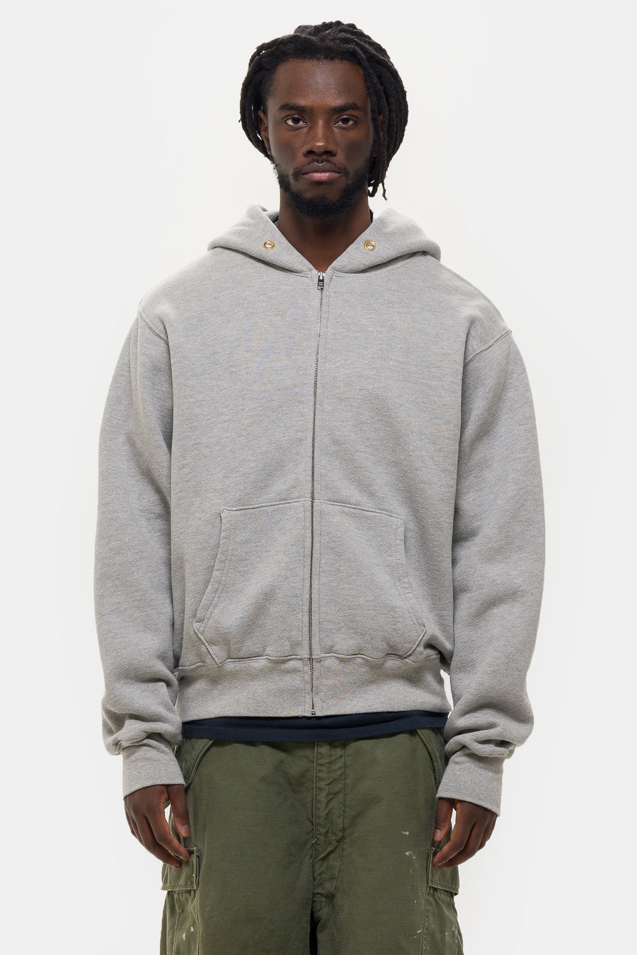 Les Tien Heavyweight Zip Hoodie in Heather Grey - Notre