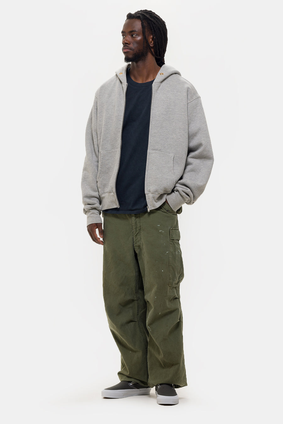 Les Tien Heavyweight Zip Hoodie in Heather Grey - Notre