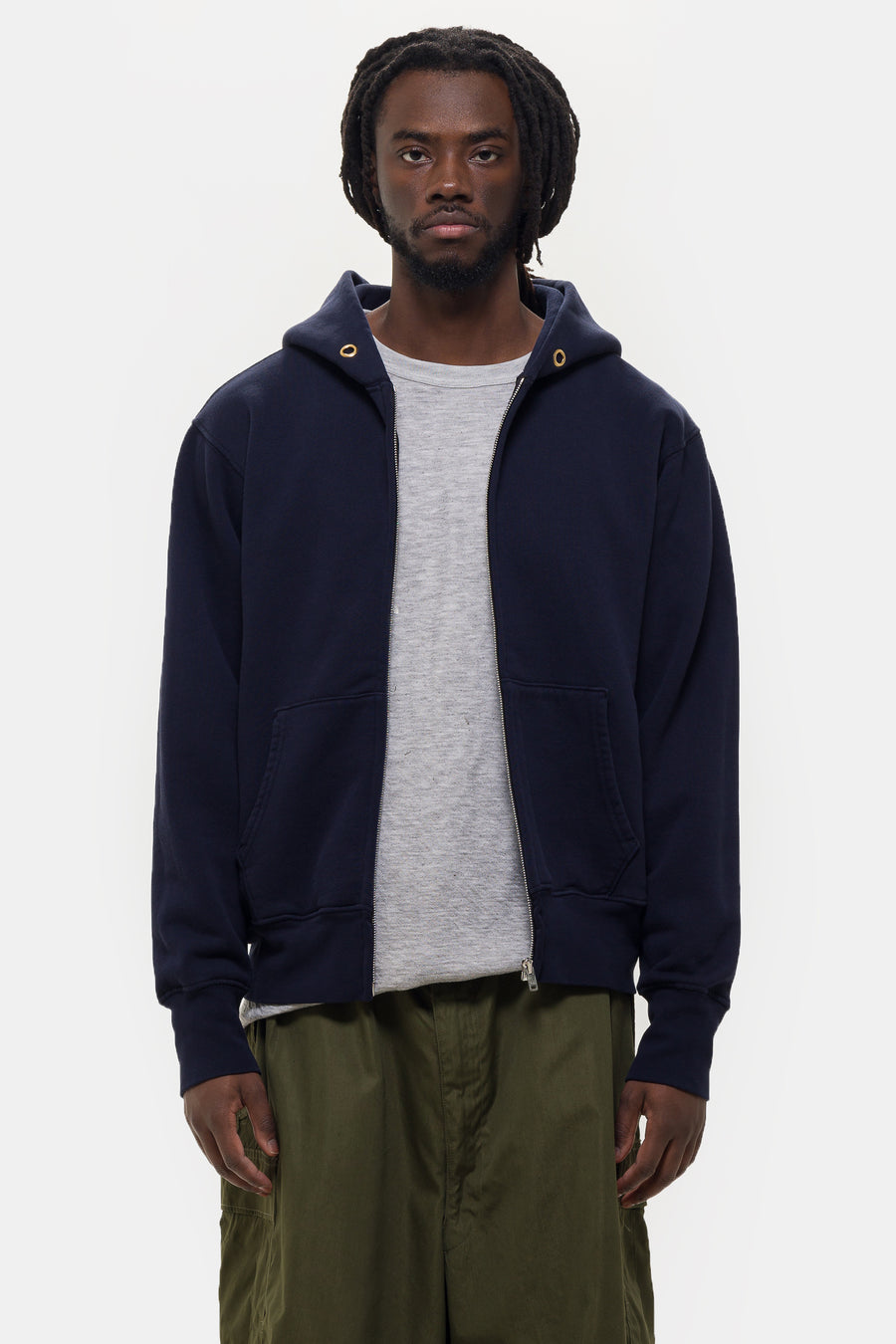 Les Tien Heavyweight Zip Hoodie in Navy - Notre