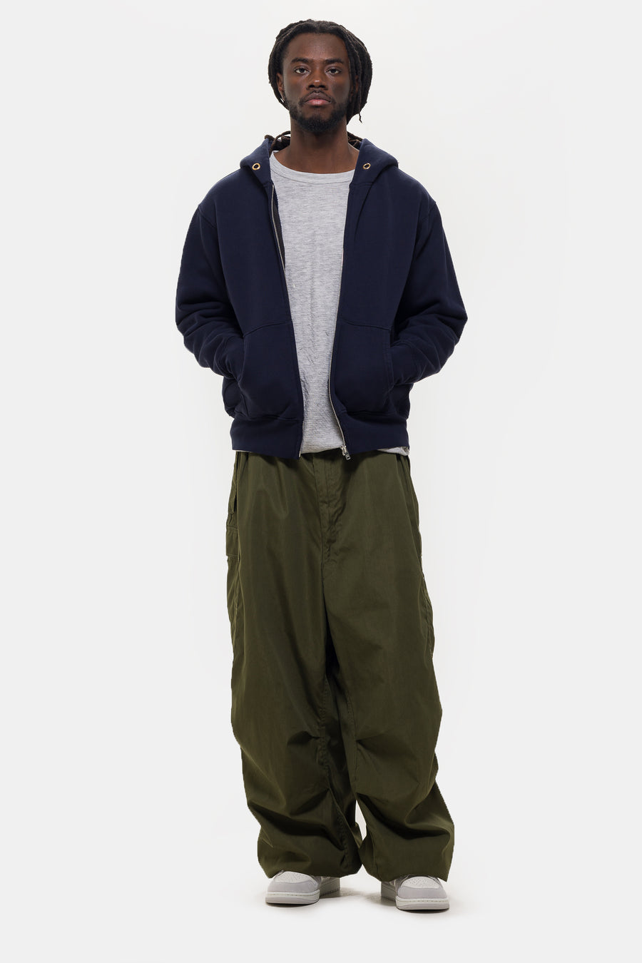 Les Tien Heavyweight Zip Hoodie in Navy - Notre