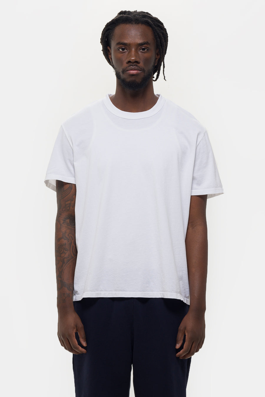 Les Tien Lightweight Binded Neck T-Shirt in White - Notre