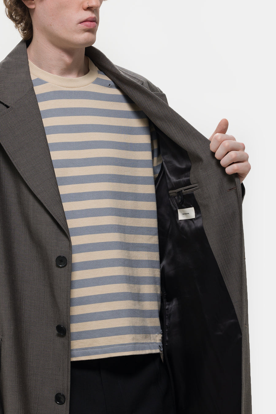 mfpen Evening Coat in Dark Taupe Herringbone - Notre