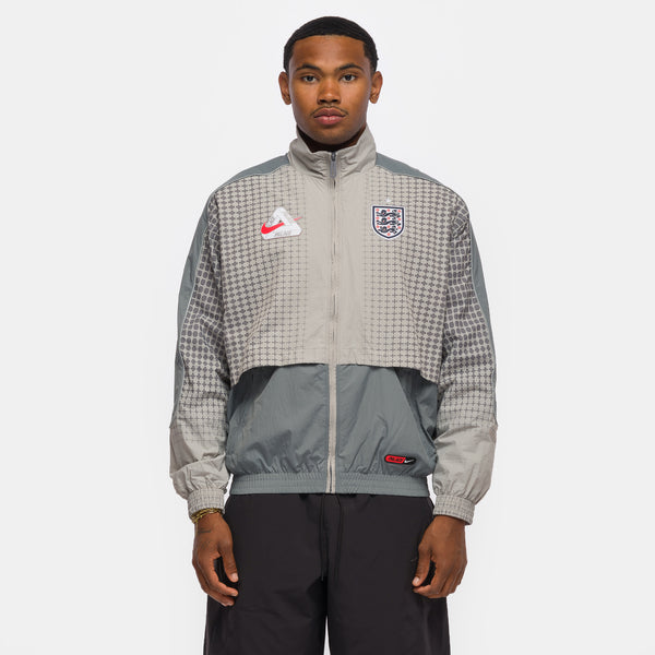 Palace x England Track Jacket in Pewter Grey/Cool Grey/Bright Crimson
