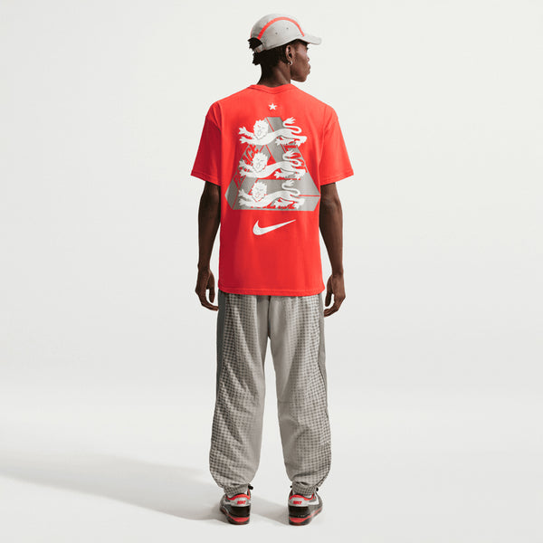 Palace x England Track Pant in Pewter Grey/Cool Grey/Bright Crimson