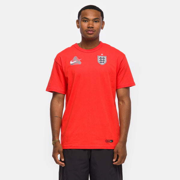 Palace x England T-Shirt in Light Crimson